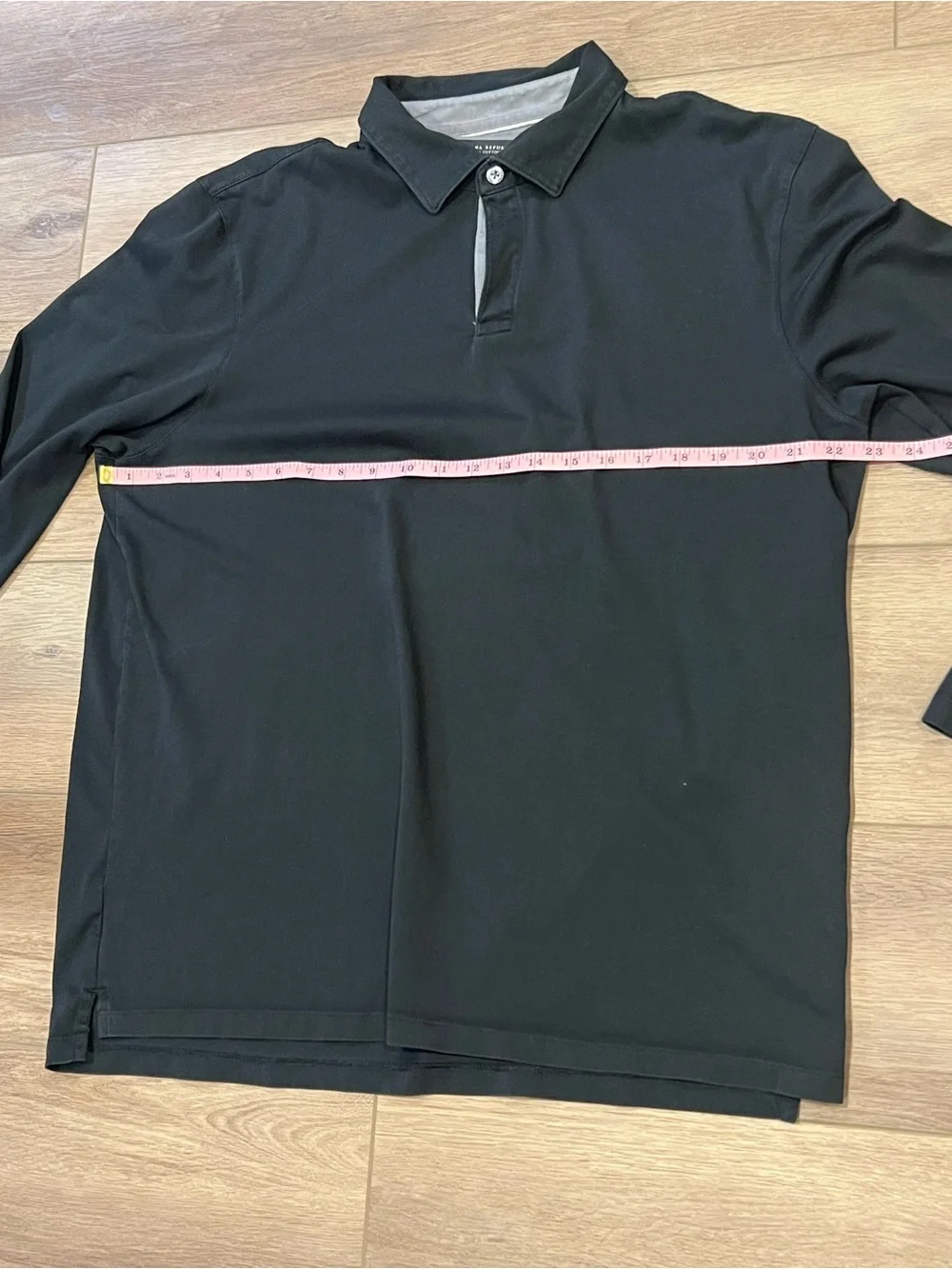 Banana Republic Black Long-Sleeve Polo Pima Cotton